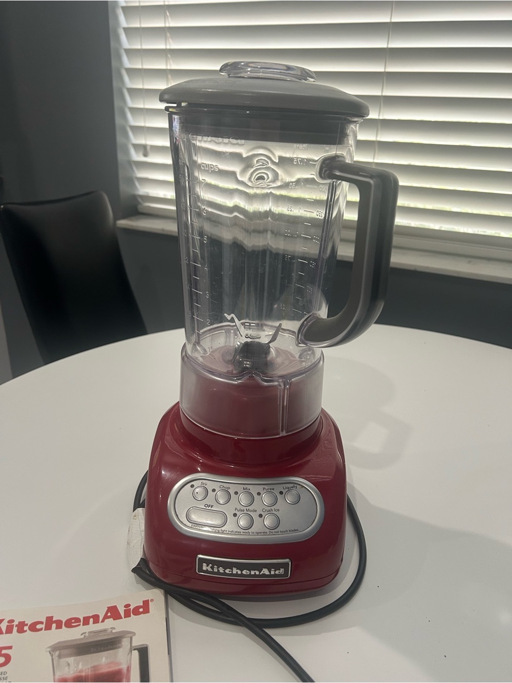 KitchenAid Red and Silver Countertop Blender with Clear Pitcher